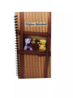X65 VINTAGE WOVEN COVER TEDDY BEAR DESIGN TELEPHONE ADDRESS BOOK - SPIRAL BOUND