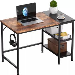 HOMIDEC OFFICE DESK, COMPUTER DESK WITH BOOKSHELF PC STUDY WRITING 100X50X75CM NEW BOX