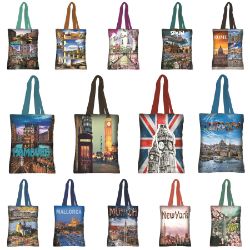 80 X MIX DESIGN CITY HOLIDAY THEME TOTE BAGS - REUSABLE FOLDABLE