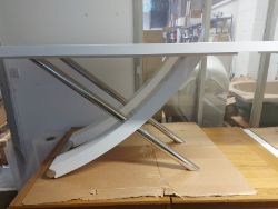 DINING TABLE GLOSS WHITE WITH CHOME LEG 160 CM NEW