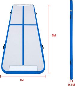 3M INFLATABLE TUMBLING MAT GYMNASTIC & YOGA MAT WITH ELECTRIC AIR PUMP 10CM