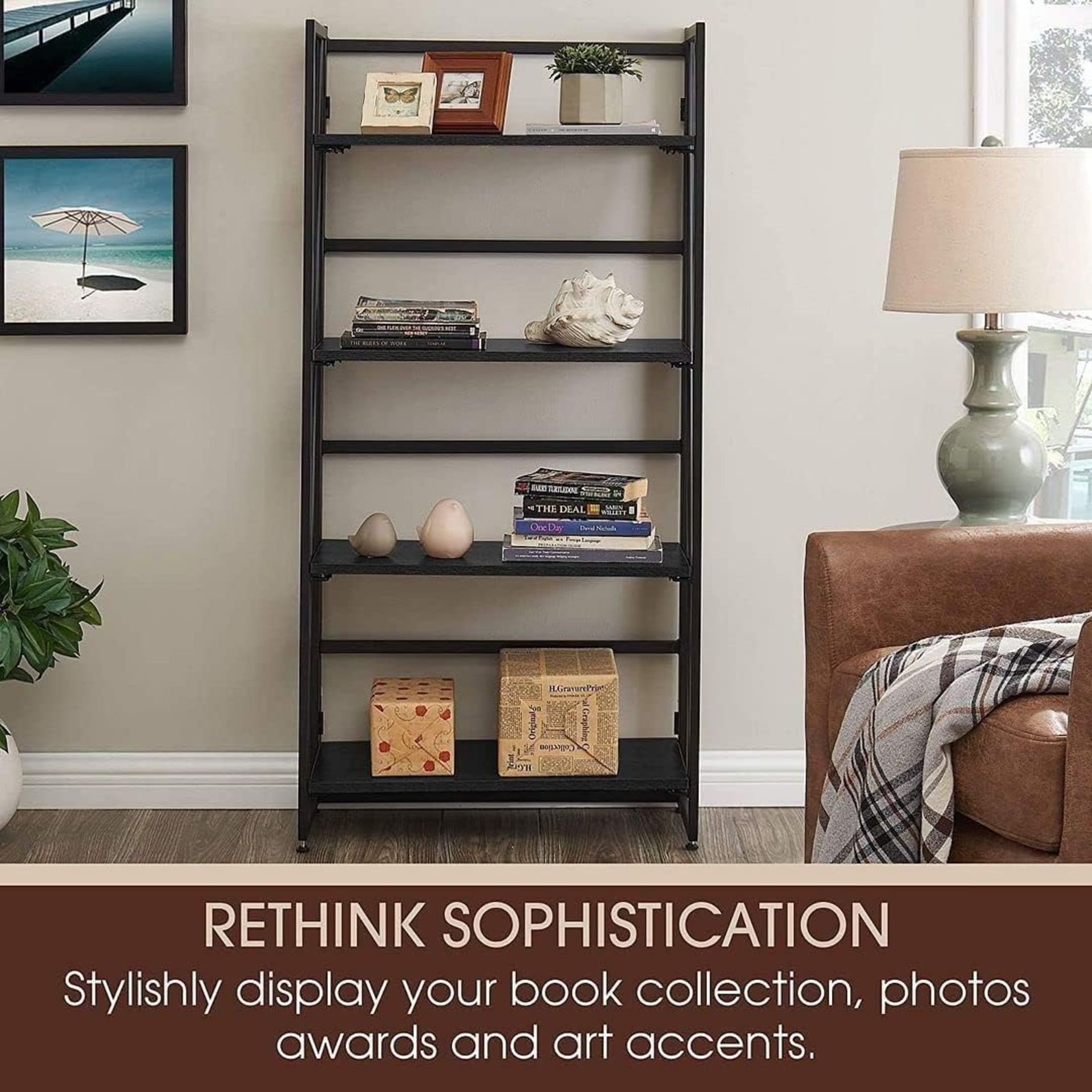 FULL PALLET OF HALTER 4 LAYER BOOKSHELVES - BLACK, 20 BOOKSHELVES - Image 4 of 6