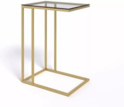 EVKA GOLD SIDE TABLE, GLASS SIDE TABLE, SIDE TABLE LIVING ROOM, GREY SIDE TABLE