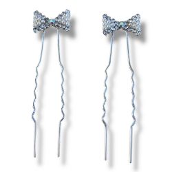 612 PAIRS -SILVER & GOLD COLOURED BOW HAIR PINS WITH CRYSTAL STONES - TOTAL RRP £ 734.40