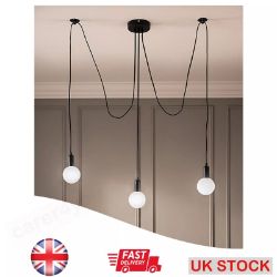 BLACK 3 BULB CEILING SUSPENSION 3 LIGHT FITTING LIGHTING ROOM HOME DECOR NEW BOX