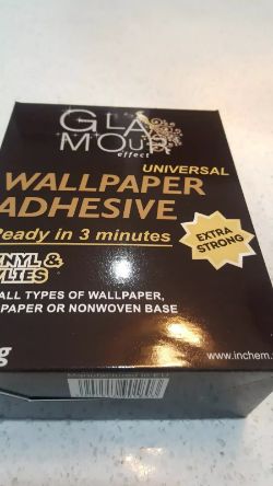 LARGE LOT GLAMOUR WALLPAPER ADHESIVE EXTRA STRONG VINYL VLIES READY IN 3 MINUTES ADHES NEW BOX