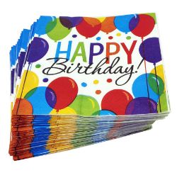 100 X (100 PACK) HAPPY BIRTHDAY TISSUES SETS 2 PLY