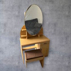 OAK COLOURED DRESSING TABLE WITH STOOL AND MIRROR