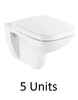 JOBLOT X5 UNITS WC WALL HUNG TOILET CISTERN PAN MODERN WHITE CERAMIC ROCA DEBBA