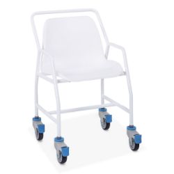 MOBILE WC SHOWER CHAIR WITH 4 WHEELS WHITE