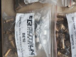 BUTELINE - BE10 EQUAL ELBOW 10MM X10MM + 20 X CLAMP RINGS QTY 10 - JOBLOT OF 30 PACKS - NEW