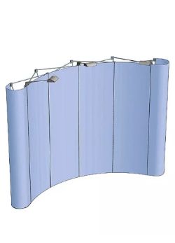 EXPAND - MEDIA FABRIC CURVED WALL BLACK - POP UP - 4X3 10FT + - 2X LED LIGHTS + PODIUM CASE