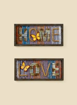 12 PCS HOME LIVING BRANDED STOCK TO CLEAR- 51CM HOME / LOVE WALL ART - 2 ASSORTED