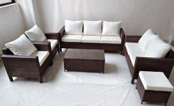 FREE DELIVERY - JOB LOT OF 5X 8-SEATER RATTAN CHAIR & SOFA GARDEN FURNITURE SET - BROWN (SBA-00177)