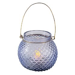 96 PCS NEW STOCK HOME LIVING BRANDED STOCK TO CLEAR -BLUE GLASS CANDLE HOLDER 11CM DIMPLED