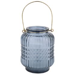 36 NEW STOCK HOME LIVING BRANDED STOCK TO CLEAR - 12CM WAX CANDLE IN BLUE GLASS