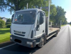 2010 IVECO 75E16 FLATBED WAGON TRUCK – 7.5 TON GROSS, AUTOMATIC, 3 SEATS