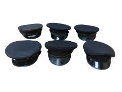 6 X EX POLICE PEAKED CAPS DAMAGED / NO SIZES