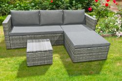 FREE DELIVERY - JOBLOT OF 5X 4-SEATER CORNER SOFA GARDEN FURNITURE SET - GREY (SBA-00125)