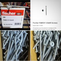 JOB LOT 256 BOXES OF 200 FISCHER SELF DRILLING INSULATION SCREWS RRP £6000