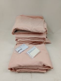 BUNDLE OF 2X PAIRS OF LINED PINK FABRIC CURTAINS GOODHOME 167 X 228CM