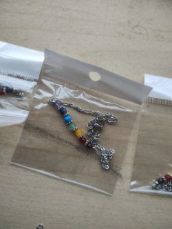 CHAKRA STAINLESS STEEL BRACELETS NEW- REAL CHRYSTAL - IN ORIGINAL PACKAGING - JOBLOT OF 39