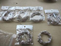 ROSE QUARTZ GEMSTONE CRYSTAL WRAP AROUND BANGLES SS - ORIGINAL PACKAGING - JOBLOT OF 6