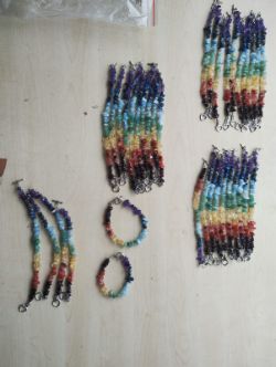 CHAKRA + HEART TOGGLE BRACELETS NEW- REAL CHRYSTAL - IN ORIGINAL PACKAGING - JOBLOT OF 36