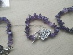 AMETHYST - GEMSTONE CRYSTAL CHIP LEAF BRACELET - NEW IN ORIGINAL PACKAGING - JOBLOT OF 9