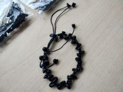 BLACK AGATE ADJUSTABLE CHIP CHRYSTAL BRACELETS- NEW IN ORIGINAL PACKAGING - JOBLOT OF 7