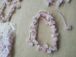 ROSE QUARTZ ADJUSTABLE CHIP CHRYSTAL BRACELETS- NEW IN ORIGINAL PACKAGING - JOBLOT OF 9