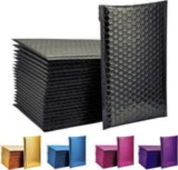 200 BLACK METALLIC BUBBLE MAILER HIGH QUALITY SIZE 240MM X 350MM MAILING ENVELOPES SELF SEAL FOIL