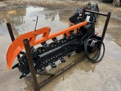 TRENCHER ATTACHMENT – 2025 – SUITS SKID STEER LOADER – WITH HYDRAULIC HOSES & FITTINGS