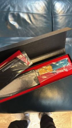 JOB LOT X 25: DAMASCUS 67 OCEAN SAPPHIRE RESIN 8 INCH CHEF KNIVES