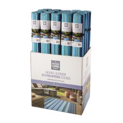 20 PCS - BRAND NEW SUMMER INDOOR/OUTDOOR RUGS- 90CM X 1.5M OCEAN BLUE ECO PLASTIC RUG