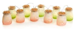 X24 BOXES OF INDOOR/OUTDOOR PARTY LIGHTING - 10 LEDS 7CM BATTERY FROSTED COLOURED GLASS JARS