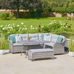 ST TROPEZ STONE MODULAR LARGE CORNER DINING SET LUXURY RATTAN GARDEN FURNITURE RRP £2399