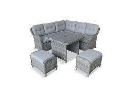 ST TROPEZ STONE MODULAR COMPACT CORNER DINING SET LUXURY RATTAN GARDEN FURNITURE RRP £1999