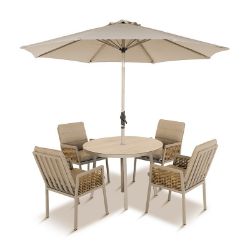 HAVANA 4 SEAT DINING SET WITH PARASOL LUXURY ALUMINIUM GARDEN FURNITURE RRP £1299