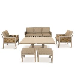 HAVANA LOUNGE DINING SET WITH ADJUSTABLE TABLE LUXURY ALUMINIUM GARDEN FURNITURE RRP £2669