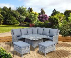 CASSANO LUXURY GREY RATTAN GARDEN FURNITURE CORNER SET RRP £2999.99