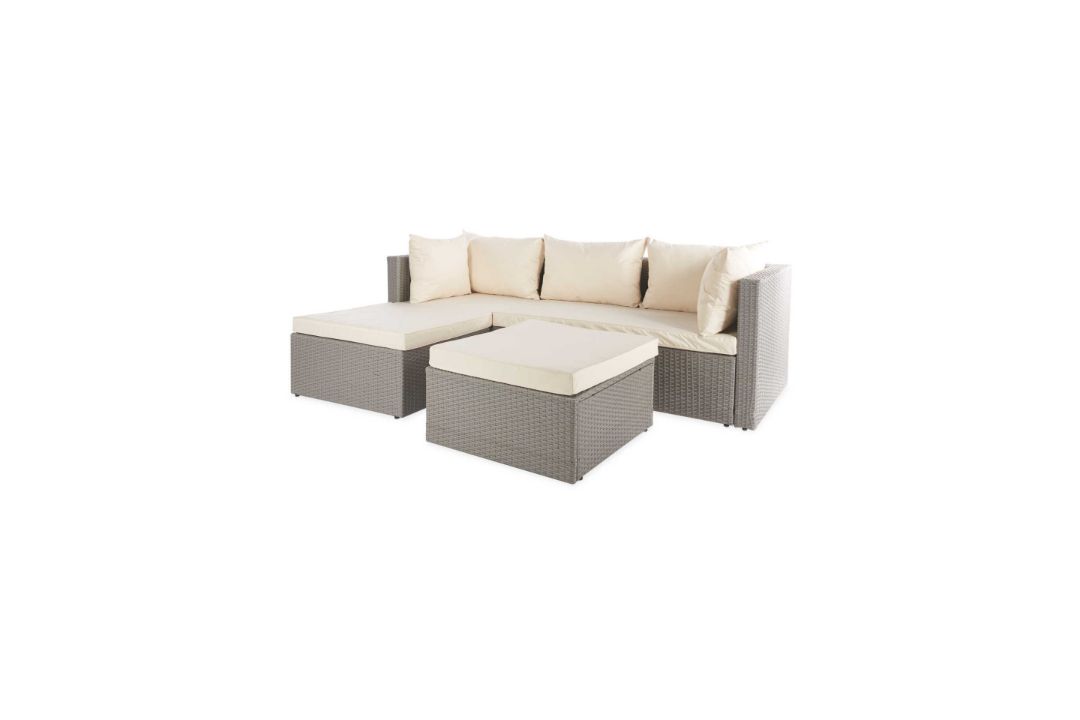 PALLET TO CONTAIN 4 X NEW & BOXED LUXURY GREY & CREAM CORNER SOFA SET. SOAK IN THE SUN AND FEEL THAT - Image 3 of 6