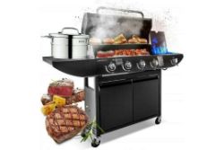 BULK LOT OF 8 CAMPFIRE 4+1 GAS BURNER GRILL BBQ BARBECUE WITH SIDE BURNER & STORAGE