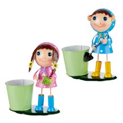 16 PCS GARDEN PLANTERS SUMMER BRANDED STOCK TO CLEAR- 24CM ANORAK PLANTER FIGURE - 2 ASSORTED