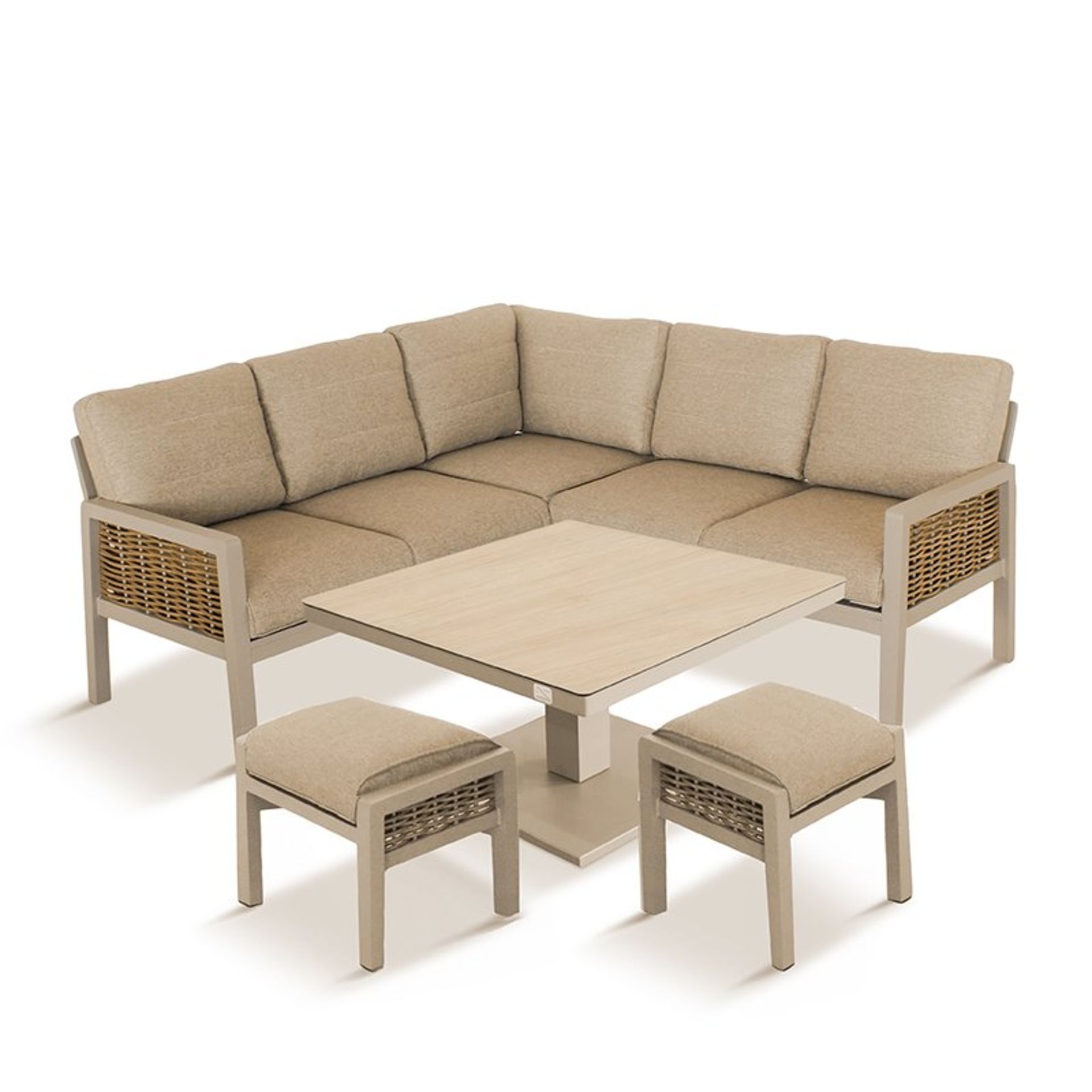HAVANA COMPACT CORNER DINING SET WITH ADJUSTABLE TABLE LUXURY ALUMINIUM GARDEN FURNITURE RRP £2269