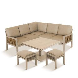 HAVANA COMPACT CORNER DINING SET WITH ADJUSTABLE TABLE LUXURY ALUMINIUM GARDEN FURNITURE RRP £2269