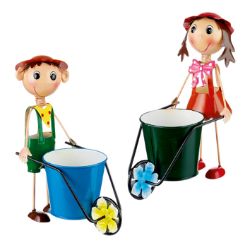 16 PCS GARDEN PLANTERS SUMMER BRANDED STOCK TO CLEAR- 26CM WHEELBARROW PLANTER FIGURE - 2 ASSORTED