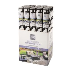 20 PCS - BRAND NEW SUMMER INDOOR/OUTDOOR RUGS - 20PC 90CM X 1.5M BLACK WHITE NIRVANA PREMIUM ECO RUG