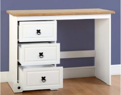 10 X CORONA 3 DRAWER DRESSING TABLE IN WHITE/DISTRESSED WAXED PINE