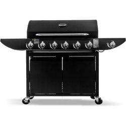 BULK LOT OF 8 CAMPFIRE 6+1 GAS BURNER GRILL BBQ BARBECUE WITH SIDE BURNER & STORAGE